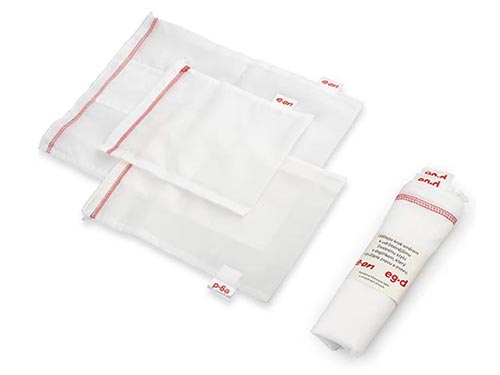 Sada 3 sáčků, síťovina/polyester recykl., stahovací.